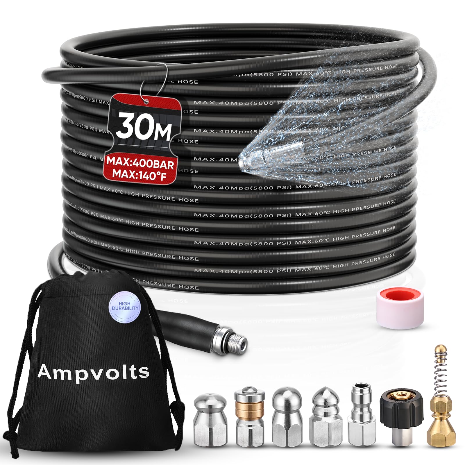 Ampvolts caja frontal del kit mostrando componentes y beneficio de organización