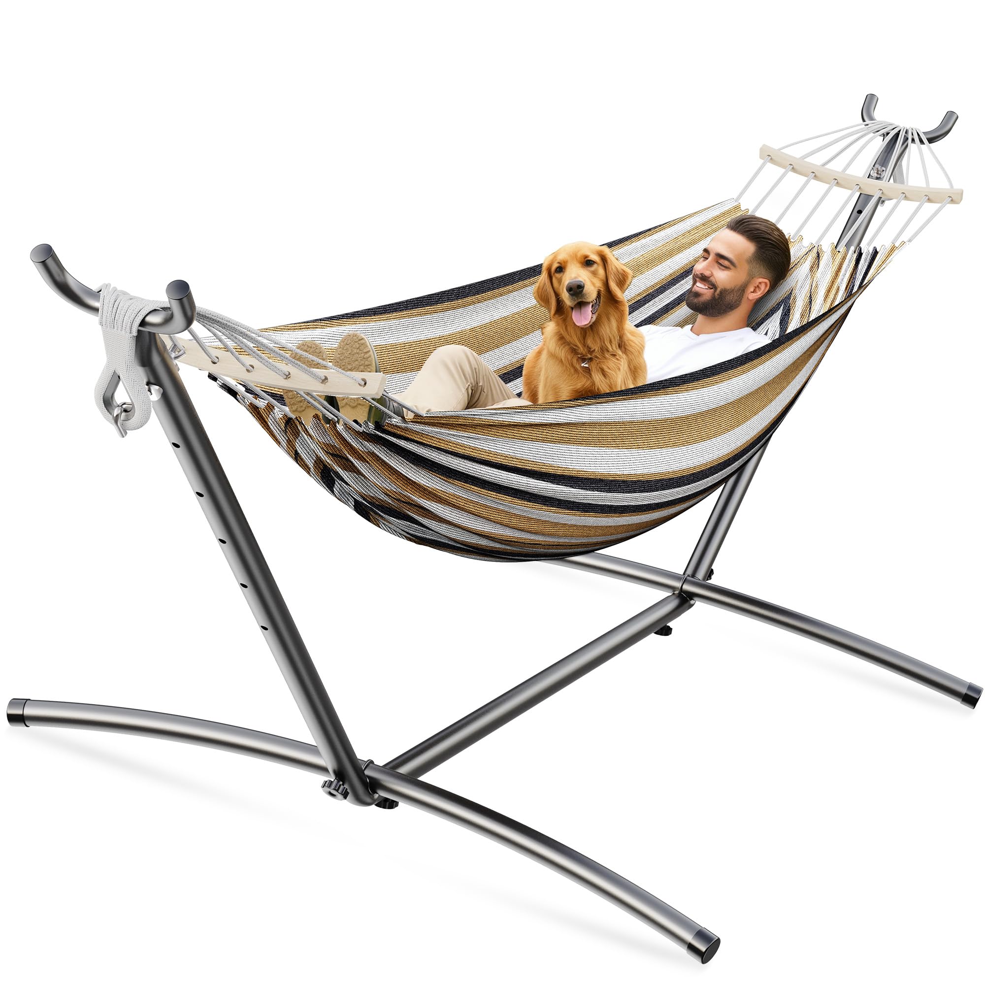 ANAGOO hamaca frontal con soporte mostrando estabilidad y capacidad