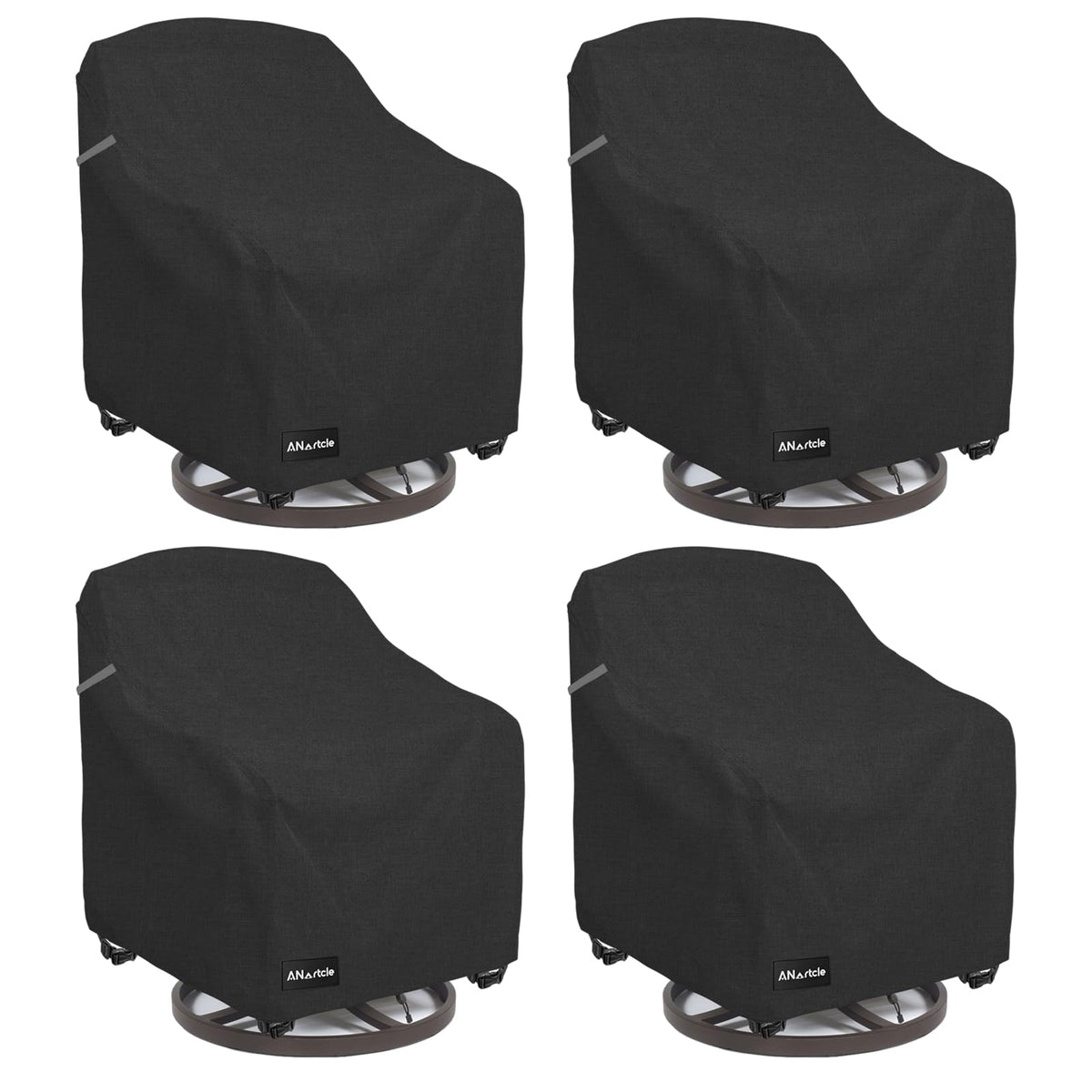 ANartcle vista frontal del pack de 4 fundas protegiendo sillas