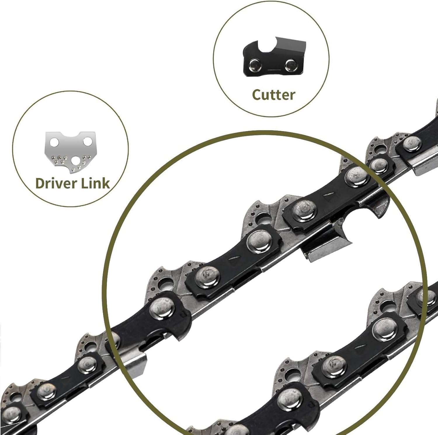 ANCKNE cadena instalada en motosierra cortando rama con seguridad