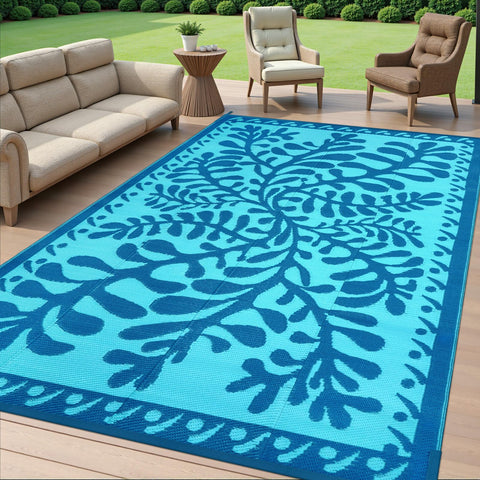 Anidaroel alfombra en uso con muebles de patio, cómoda y decorativa
