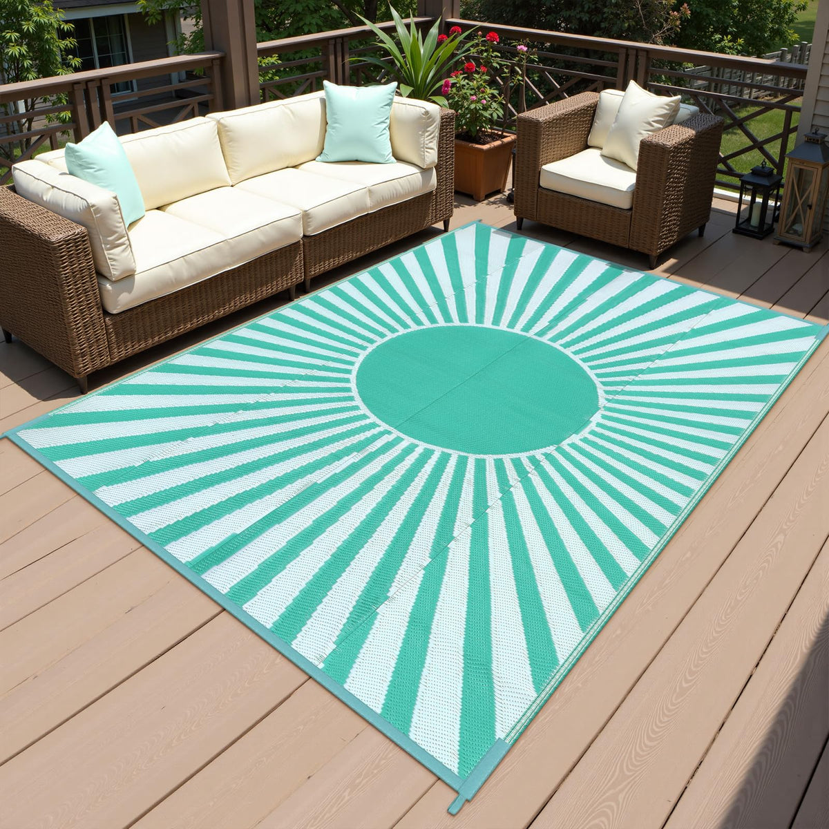 Anidaroel alfombra frontal mostrando diseño verde y superficie resistente