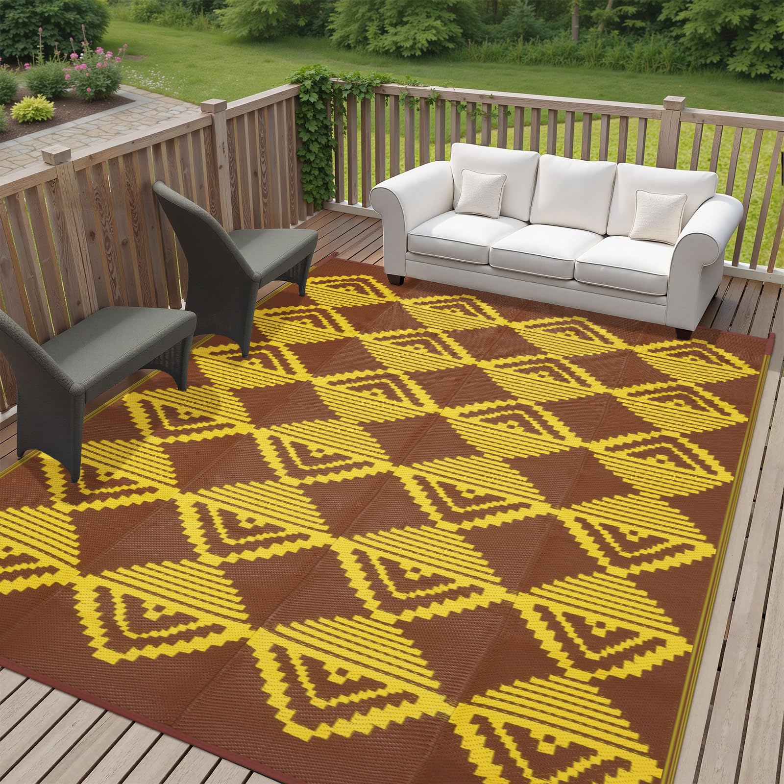 Anidaroel alfombra exterior frontal mostrando diseño y colores, resistente al agua