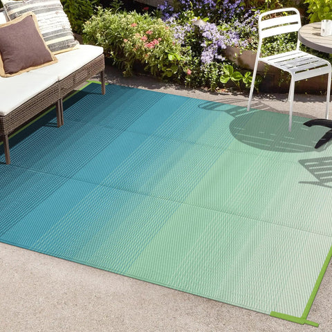 Anidaroel alfombra exterior frontal degradado azul verde, aporta estilo al porche