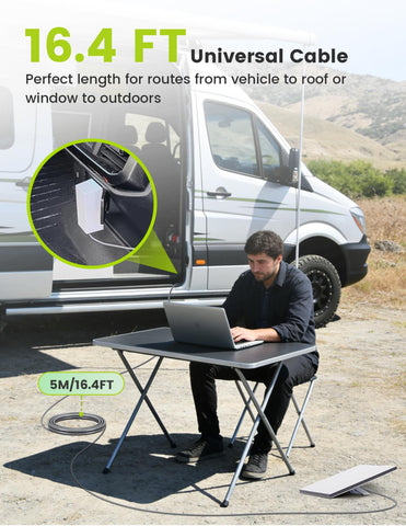 Anina cable conectado a Starlink Mini en camping, mantiene internet