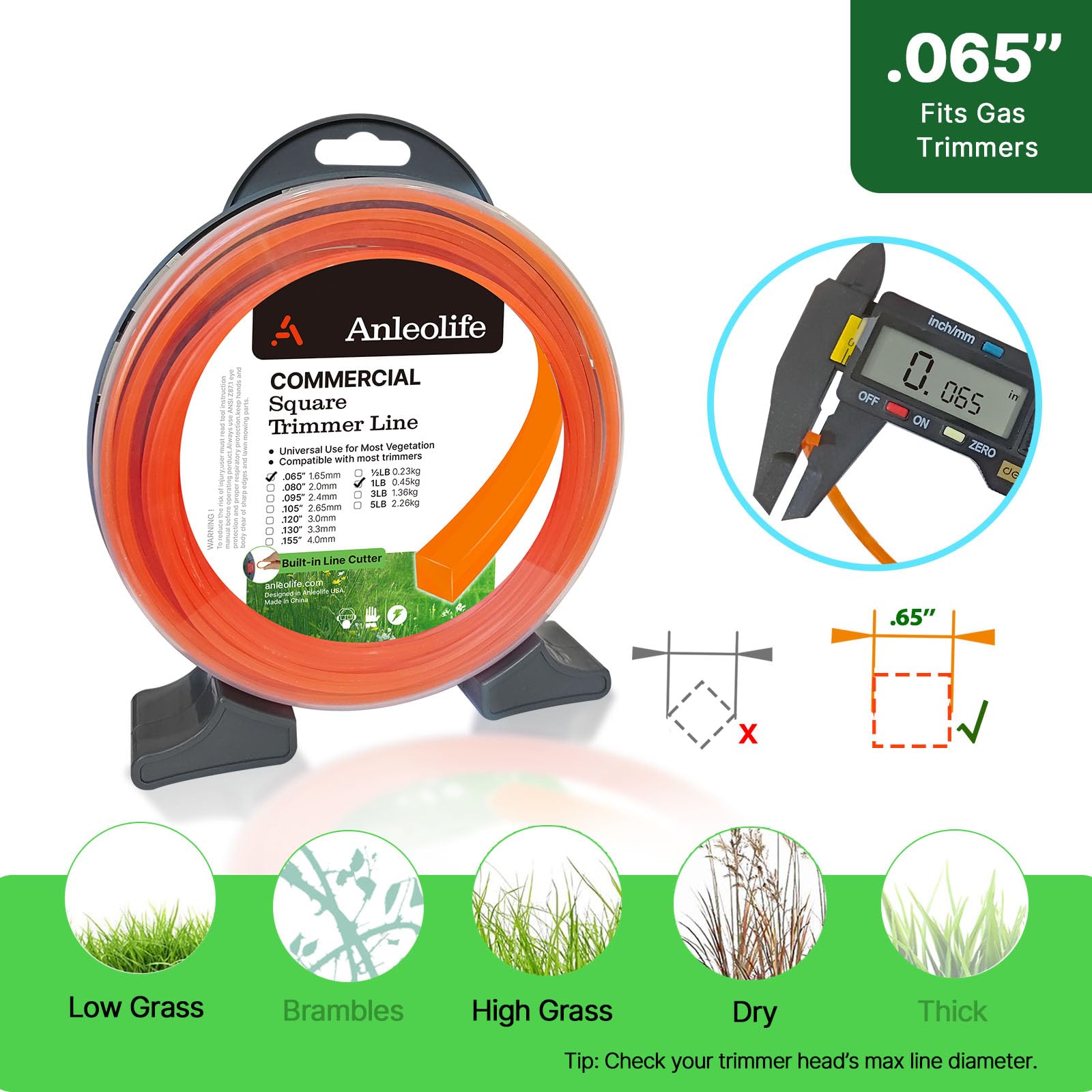 Anleolife textura del hilo cuadrado que mejora el corte definido
