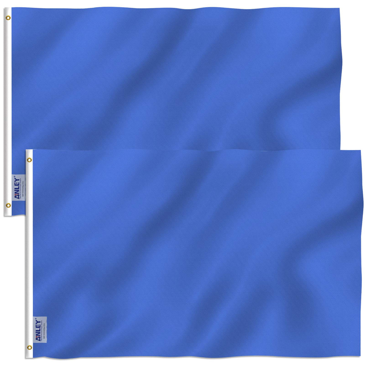 Anley bandera frontal azul real mostrando color vibrante y visibilidad