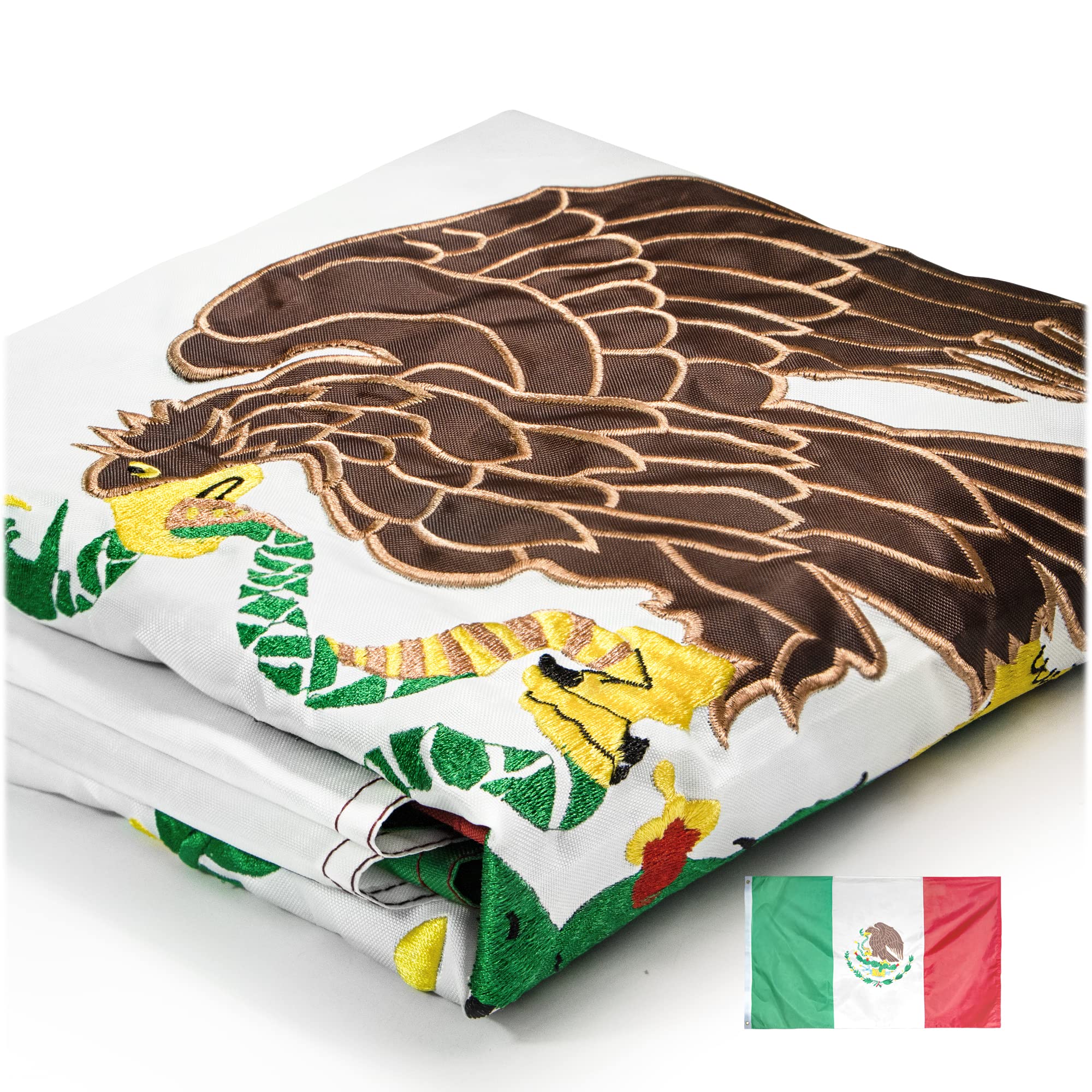 Anley bandera de México frontal 3x5 mostrando colores vivos y acabado profesional