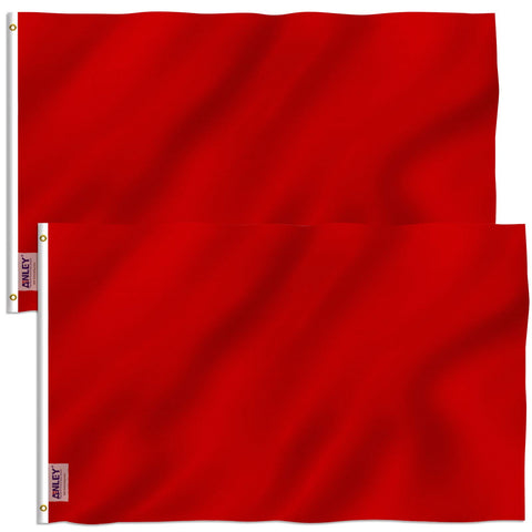 Anley vista frontal del pack de banderas rojas con colores vivos y doble costura