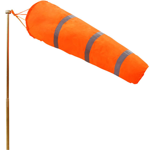 Anley windsock vista frontal mostrando color naranja y forma, mejora visibilidad