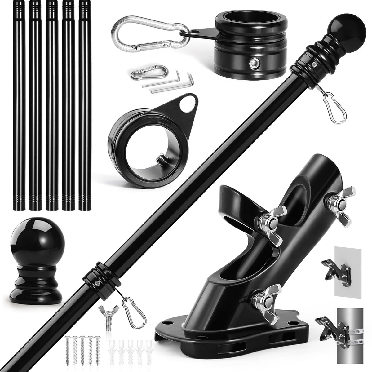 Anovo mástil frontal del kit mostrando acabado negro y soporte, mejora la presentación exterior