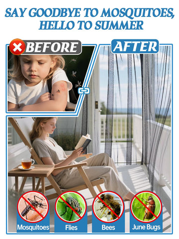 ANPHSIN mosquitera colgada en balcón protegiendo espacio y permitiendo luz