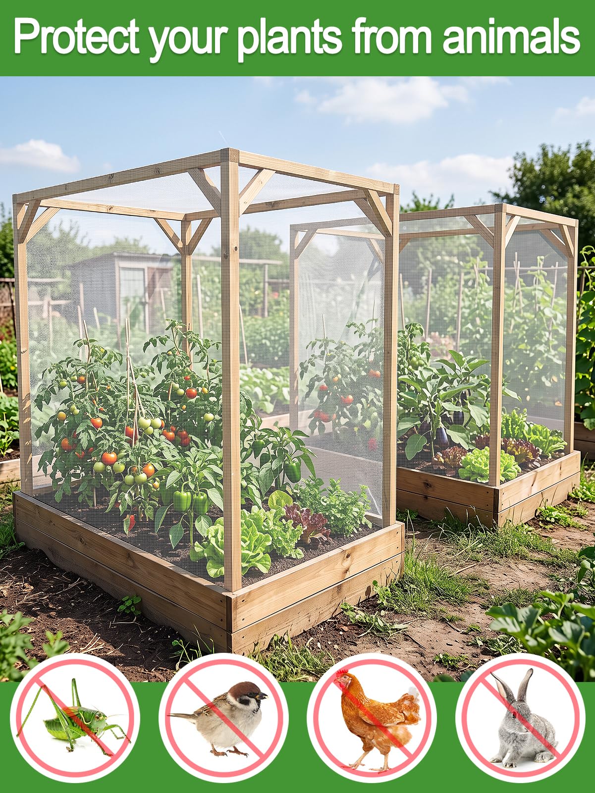 ANPHSIN mosquitera protegiendo cama de cultivo y evitando aves
