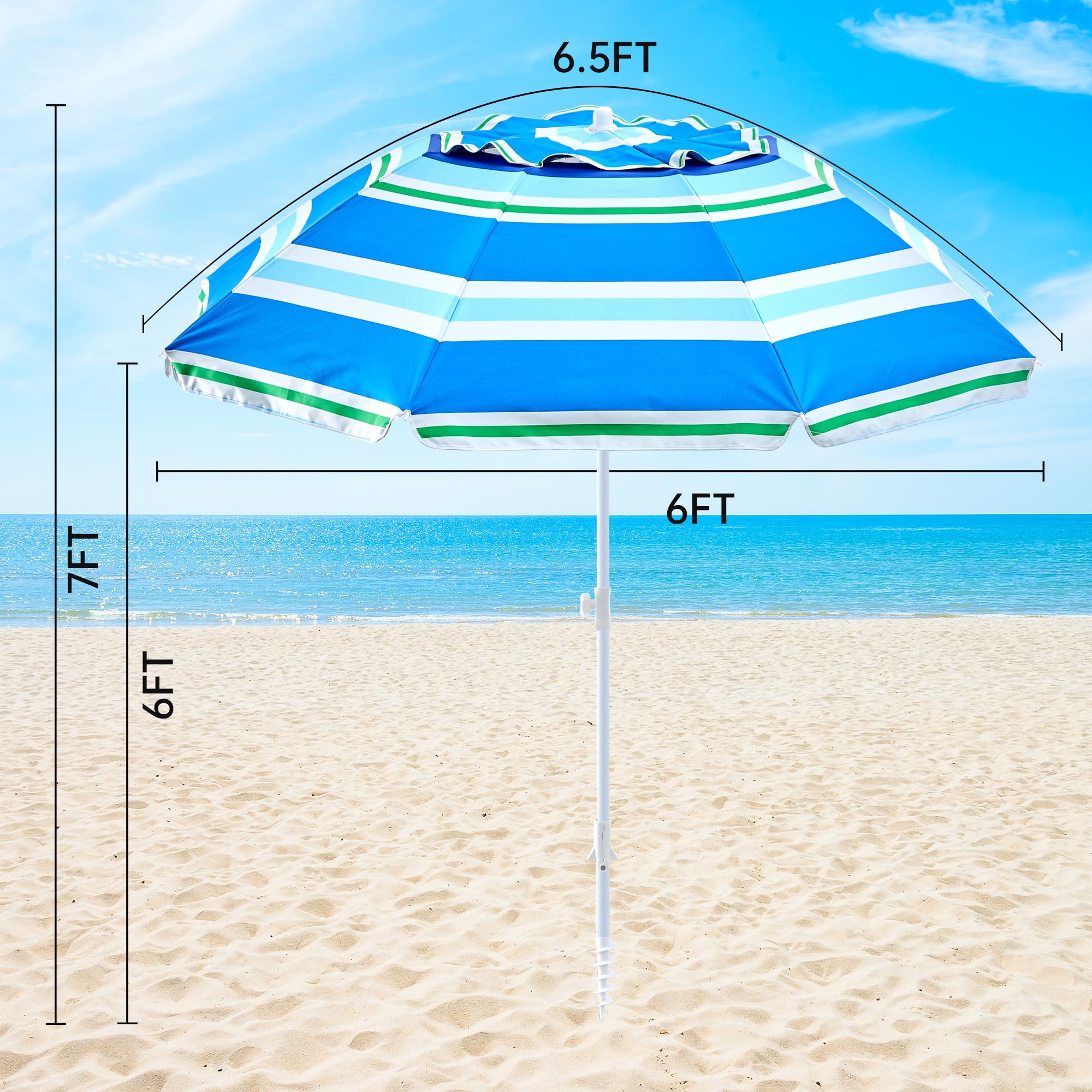 Aohanoi sombrilla en playa con familia transmitiendo confort y protección solar