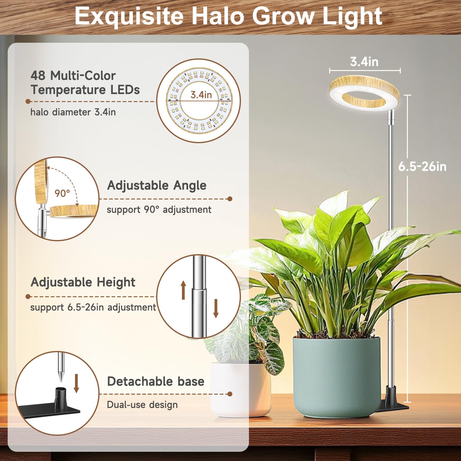 Aokrean detalle del cabezal LED mostrando el espectro completo para crecimiento plantal