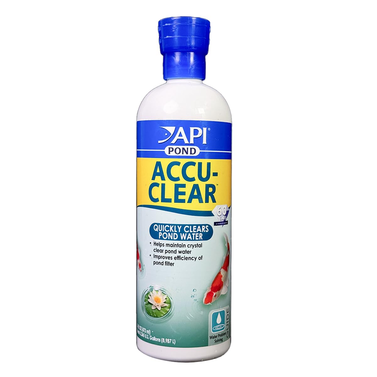 API Accu-Clear presentación frontal mostrando botella y etiqueta, fácil identificación