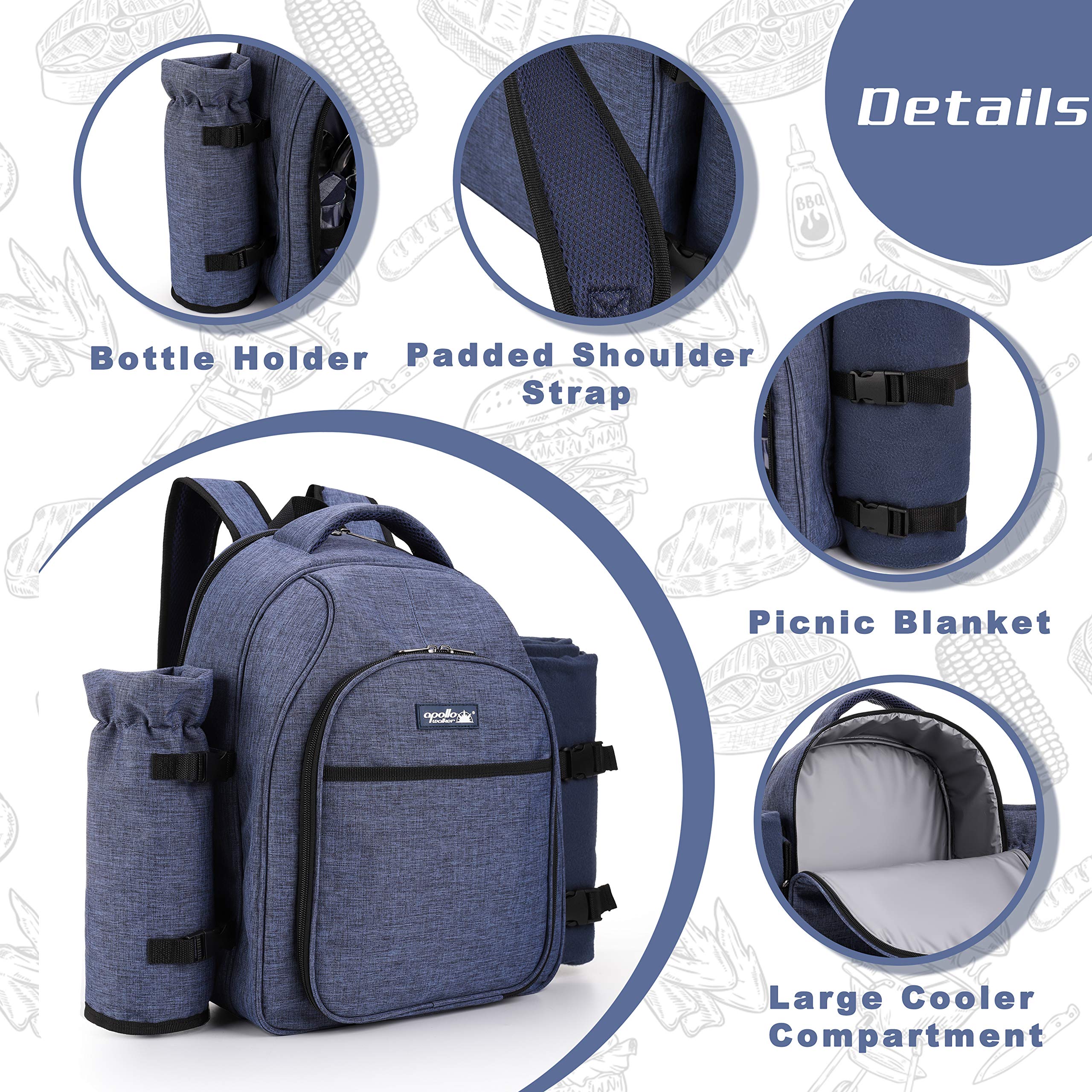 apollo walker manta desplegada sobre césped con respaldo impermeable, mayor confort al sentarse