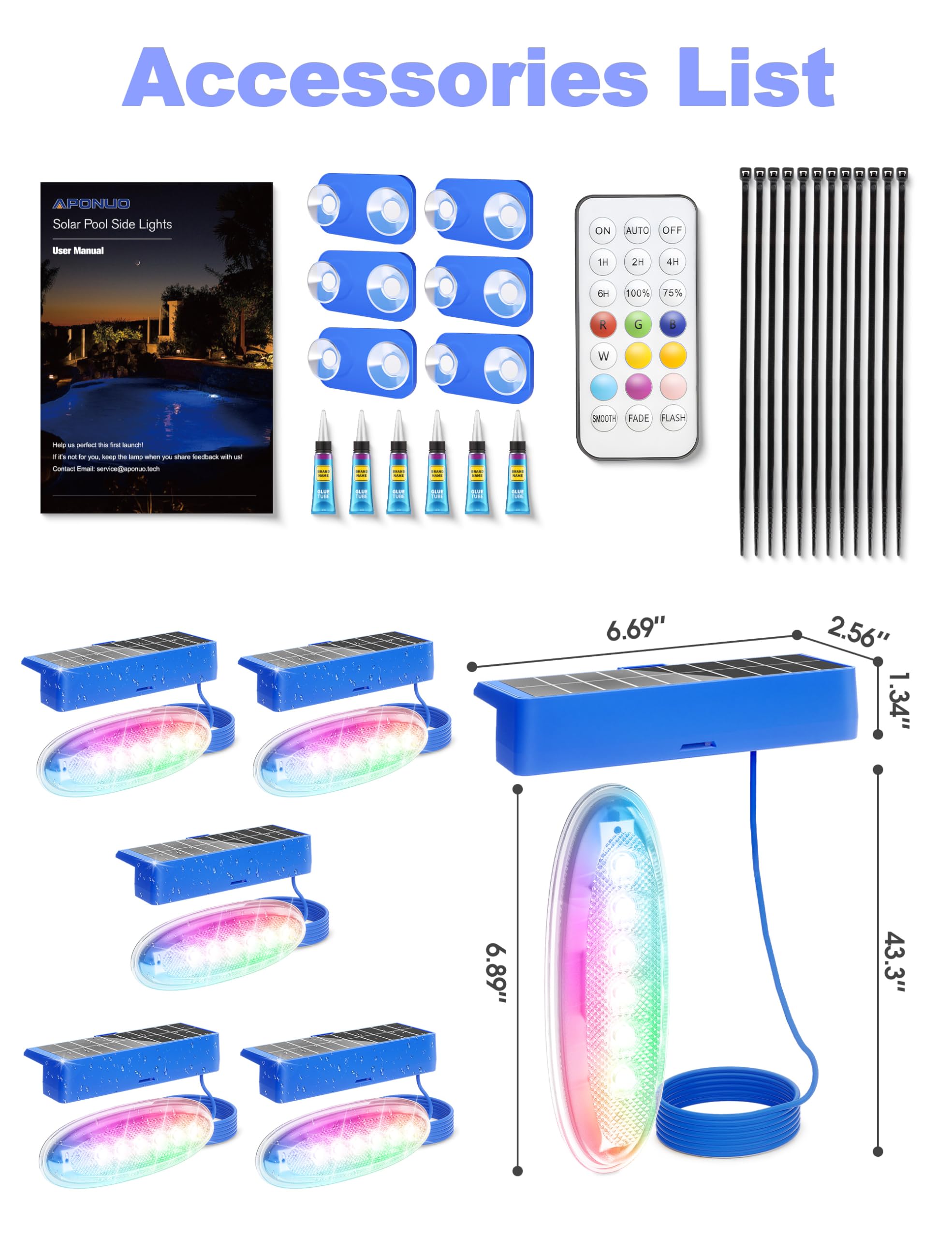APONUO escena nocturna en piscina con iluminación azul romántica