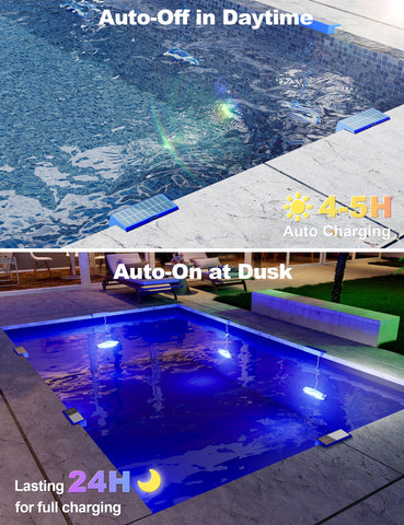 APONUO luces encendidas en piscina nocturna creando ambiente seguro