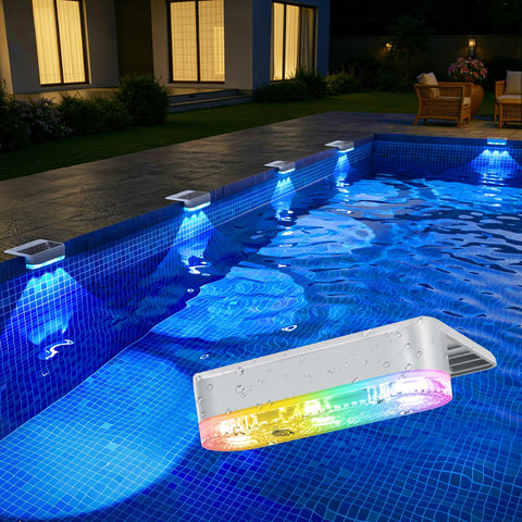 APONUO frontal del pack de 4 luces solares mostrando diseño y colores