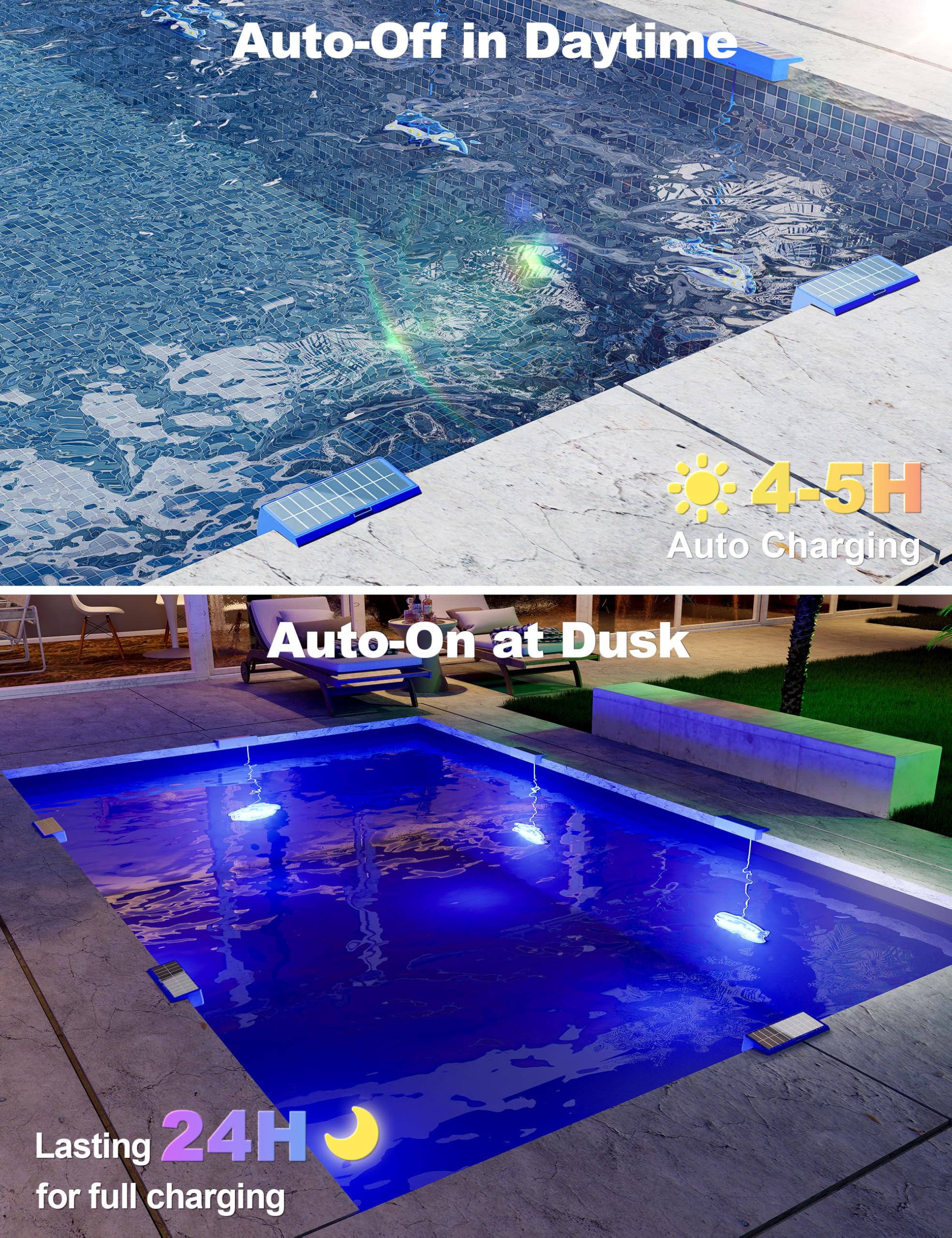 APONUO luz sumergida iluminando agua y creando ambiente seguro