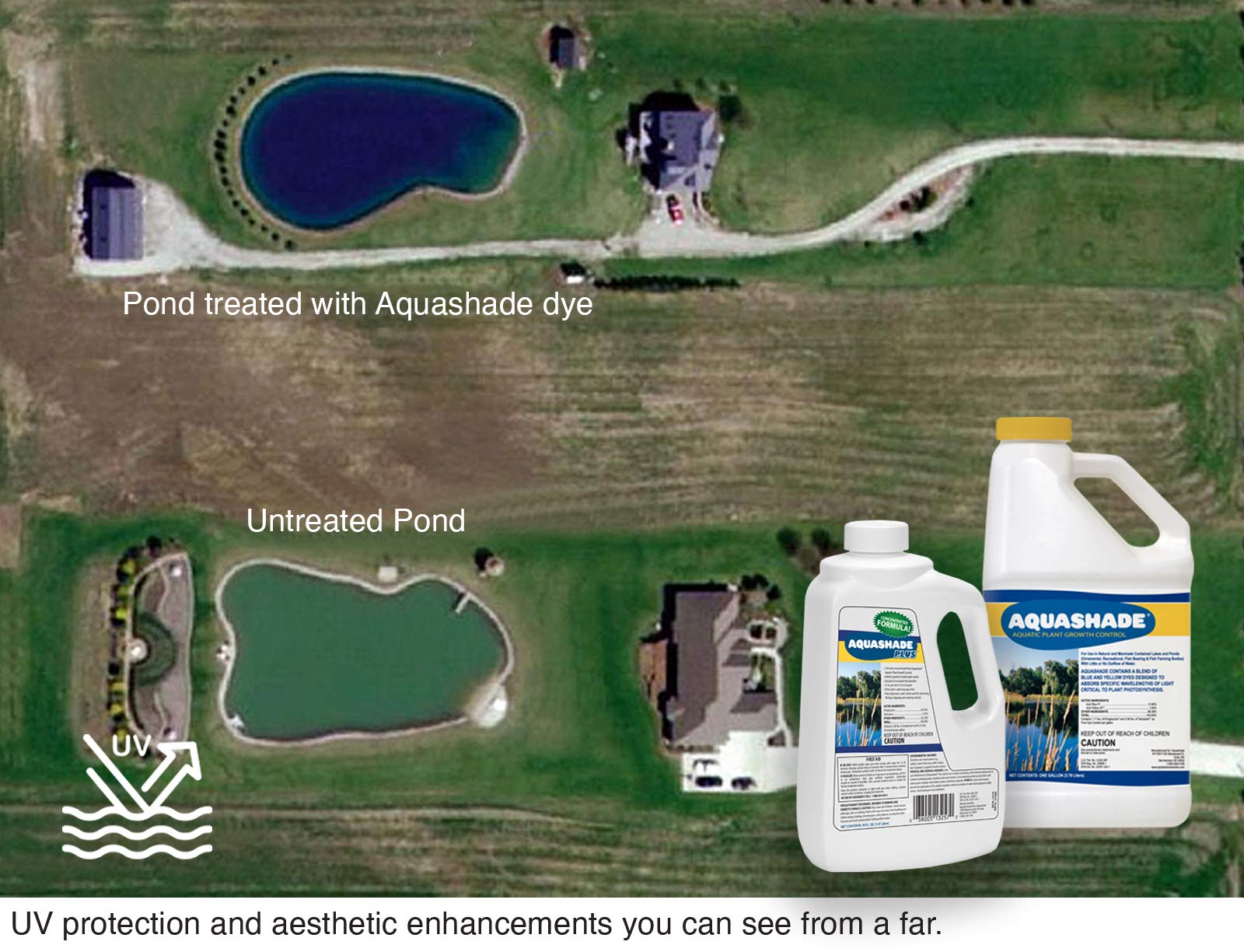 APPLIED BIOCHEMISTS Aquashade aplicado en estanque real con agua azul clara