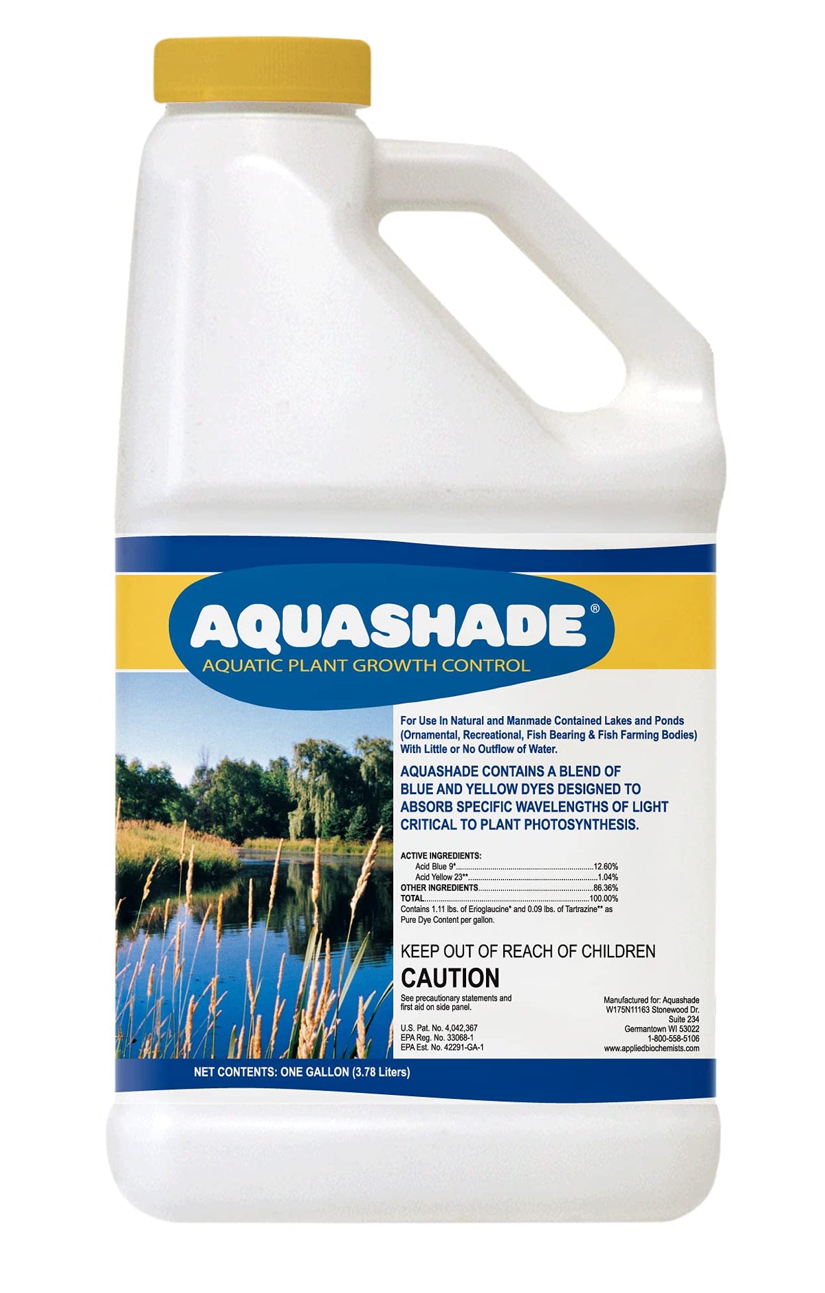 APPLIED BIOCHEMISTS botella Aquashade vista frontal mostrando etiqueta y capacidad