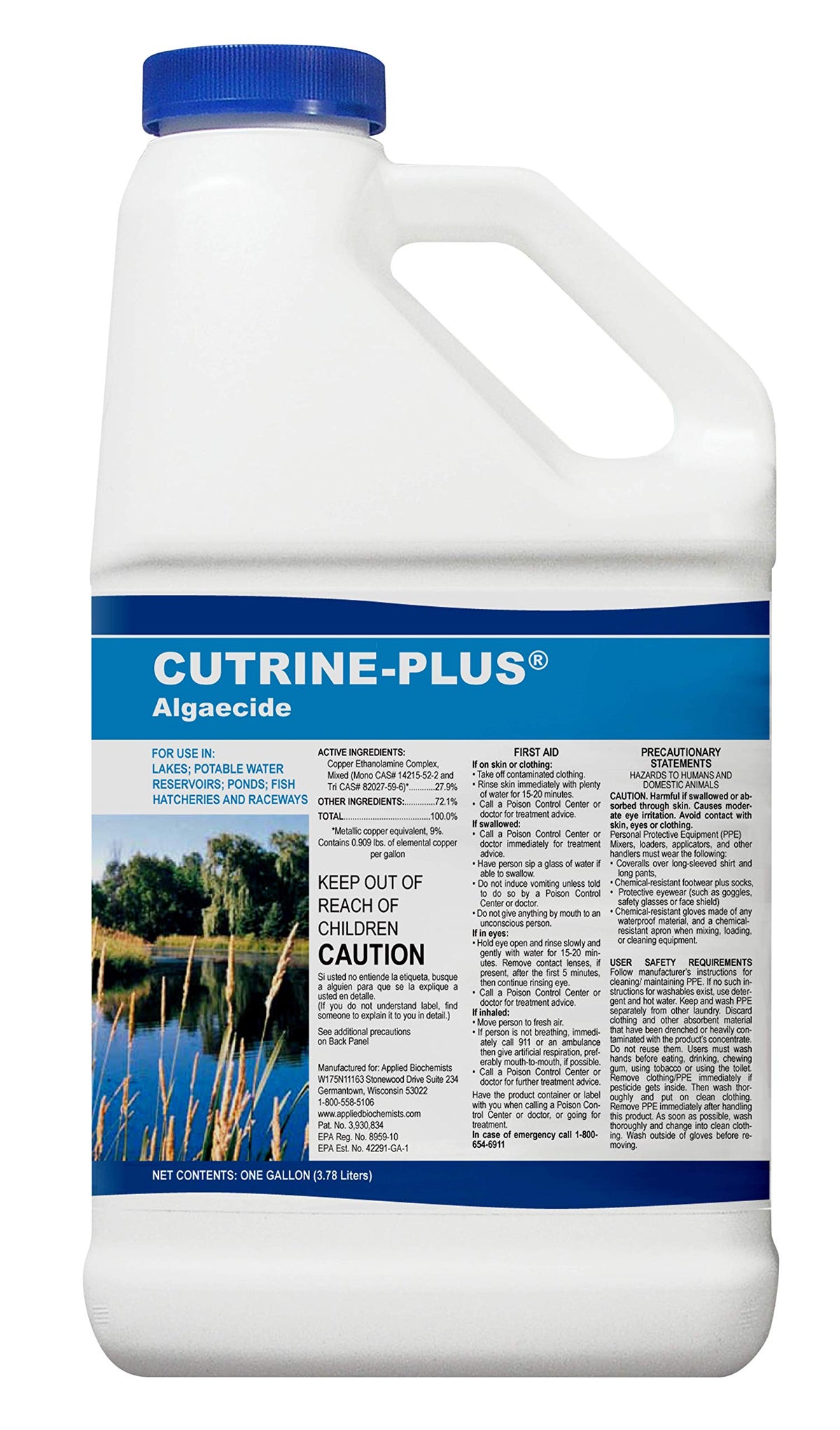 APPLIED BIOCHEMISTS frasco Cutrine-Plus frente mostrando etiqueta y uso profesional