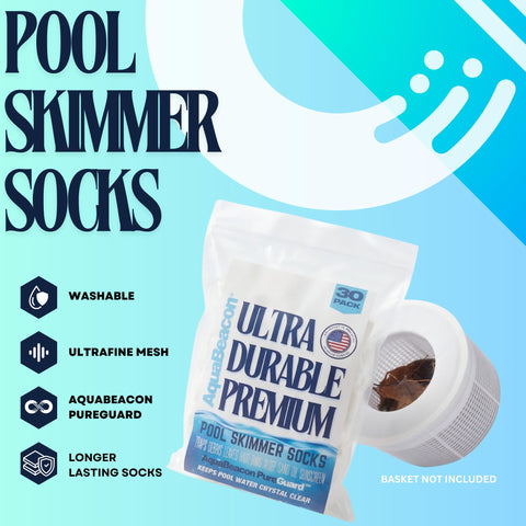 Aquabeacon funda colocada en canasta del skimmer facilitando limpieza