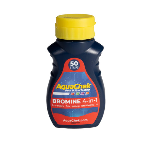 AquaChek frasco con tiras mostrando envase protector y lectura rápida