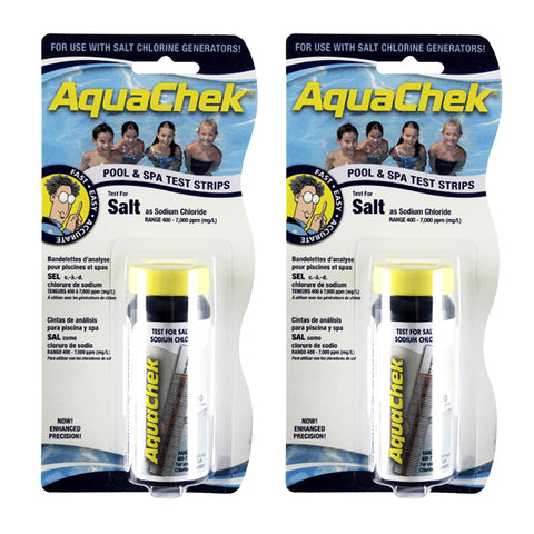 AquaChek frente del empaque mostrando el pack doble y beneficio de pruebas rápidas