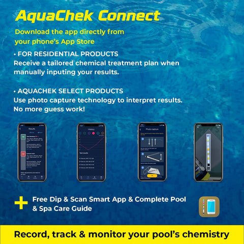 AquaChek conjunto de 50 tiras demostrando cantidad para mantenimiento