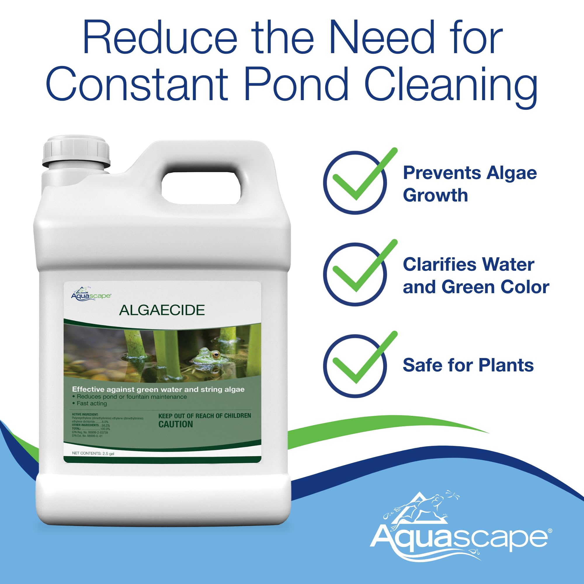 Aquascape botella 16 oz junto a una regla para comparar tamaño