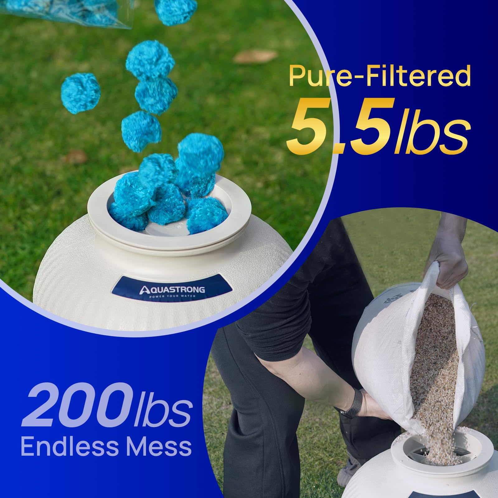 AQUASTRONG bolas siendo enjuagadas ahorrando tiempo y agua