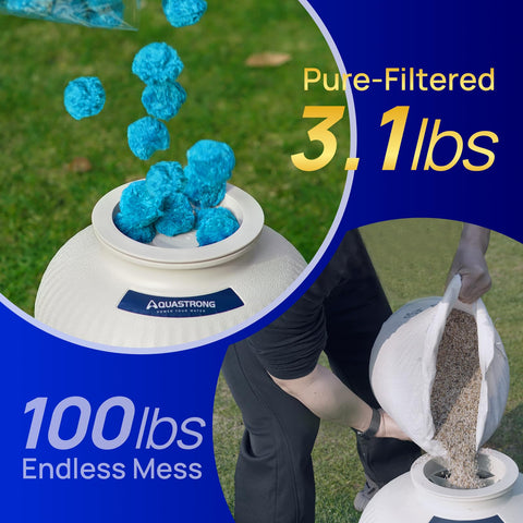 AQUASTRONG bolas siendo enjuagadas para reutilizar, ahorro de mantenimiento