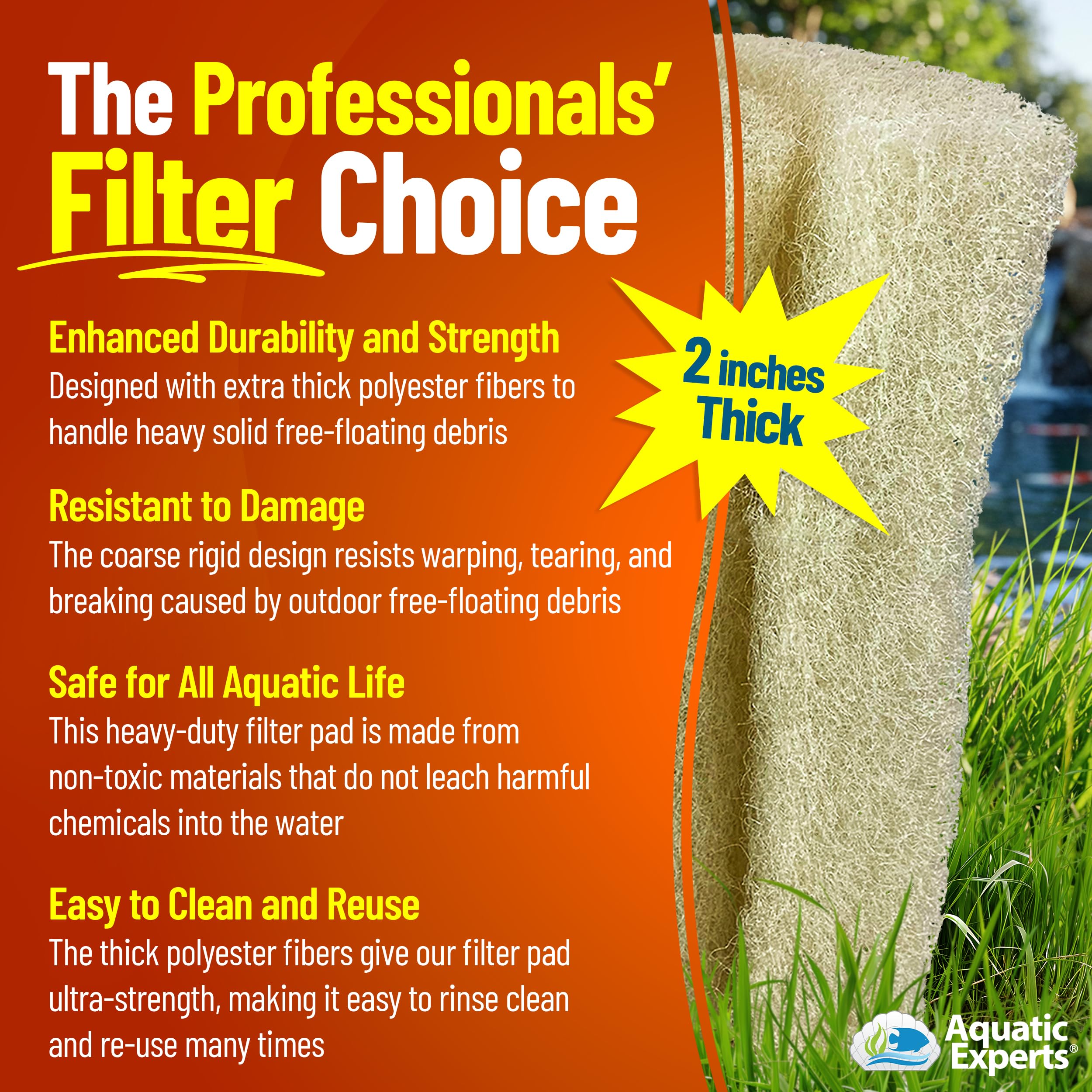 Aquatic Experts pad cortado a medida con tijeras, facilidad para adaptar a cualquier filtro