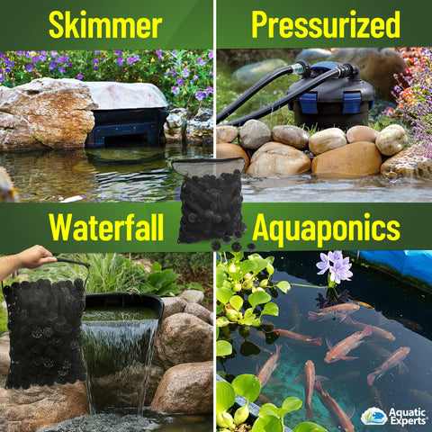 Aquatic Experts bio balls en uso en cascada para filtración biológica continua
