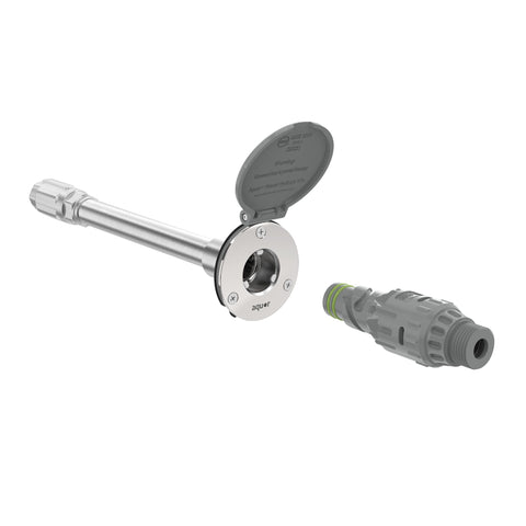 Aquor frente empaquetado mostrando grifo antihielo y accesorios, aspecto profesional