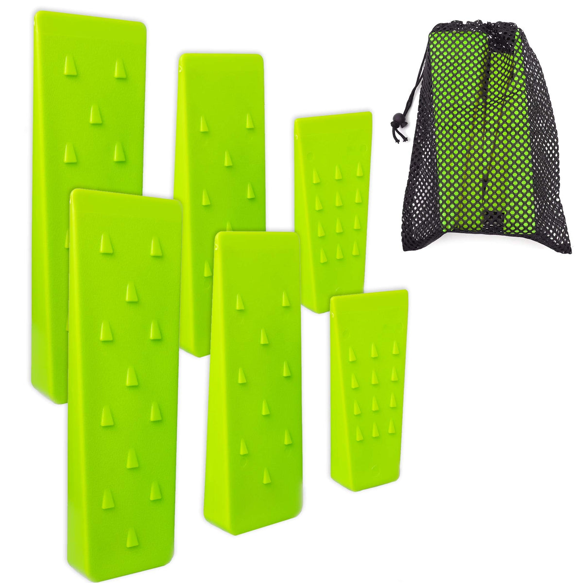 AR-PRO cuñas pack frontal mostrando 6 piezas y bolsa, fácil transporte