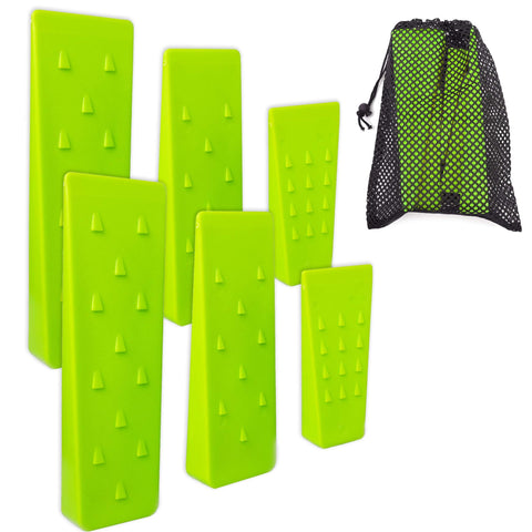 AR-PRO cuñas pack frontal mostrando 6 piezas y bolsa, fácil transporte