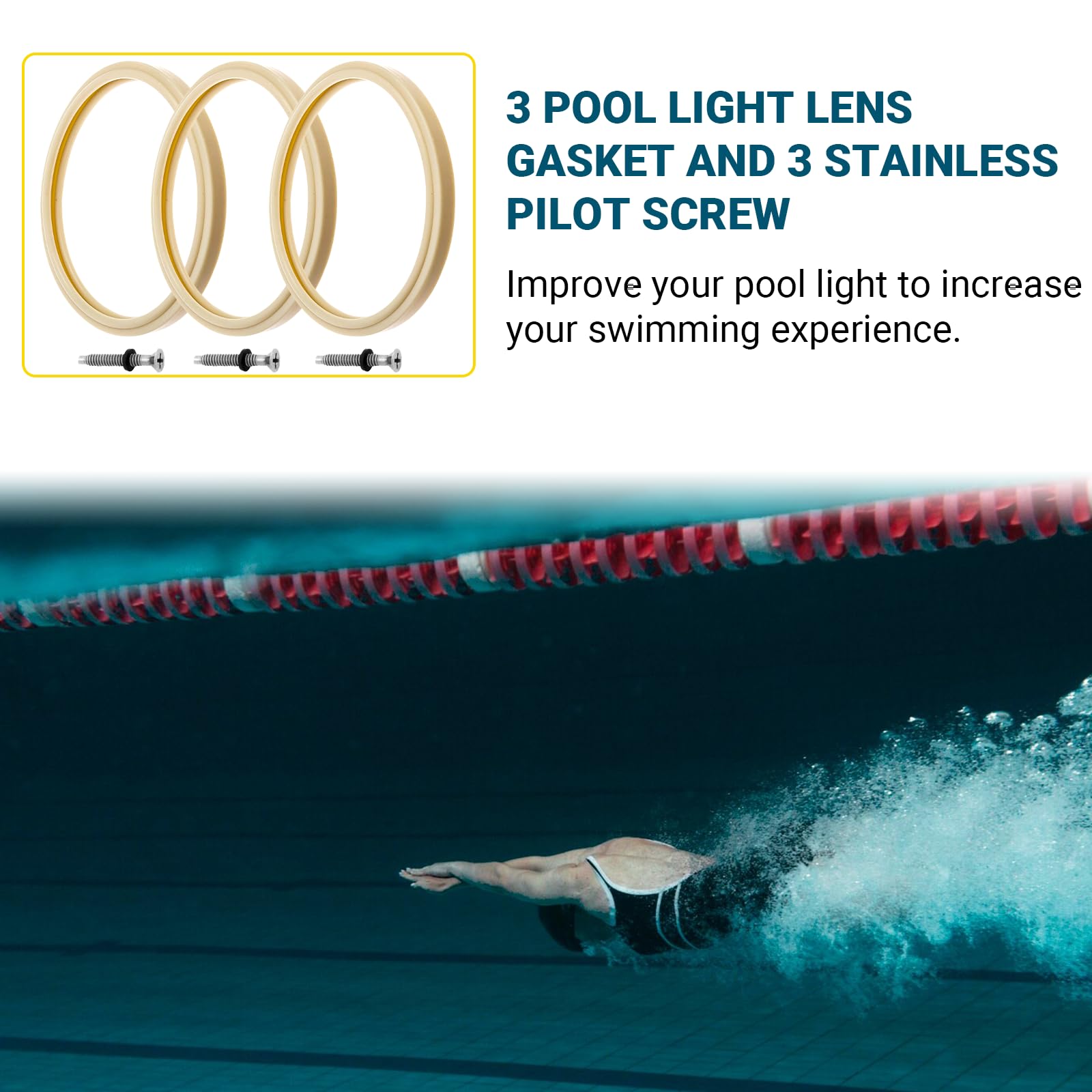 AR-PRO juntas en contexto de piscina iluminada demostrando rendimiento estético
