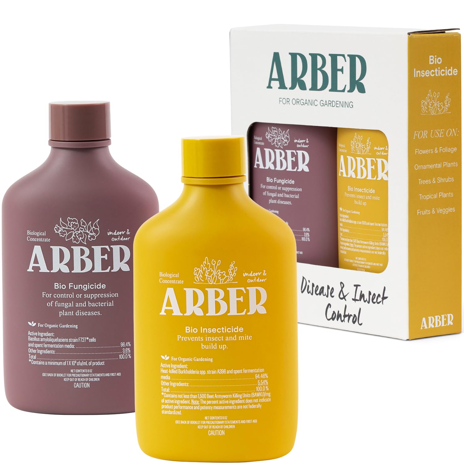 ARBER botella frontal 16oz mostrando envase y concentración, ideal para jardines