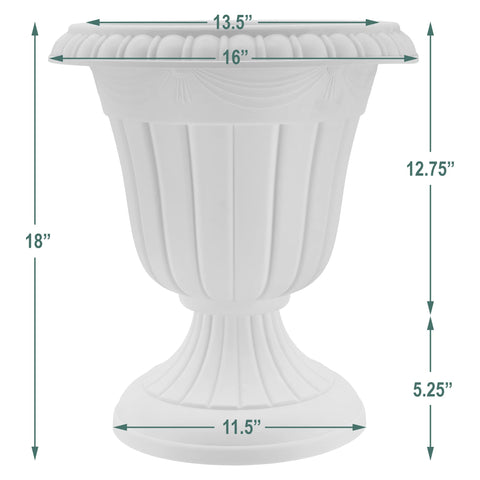 Arcadia Garden Products urna con plantas demostrando capacidad y estilo