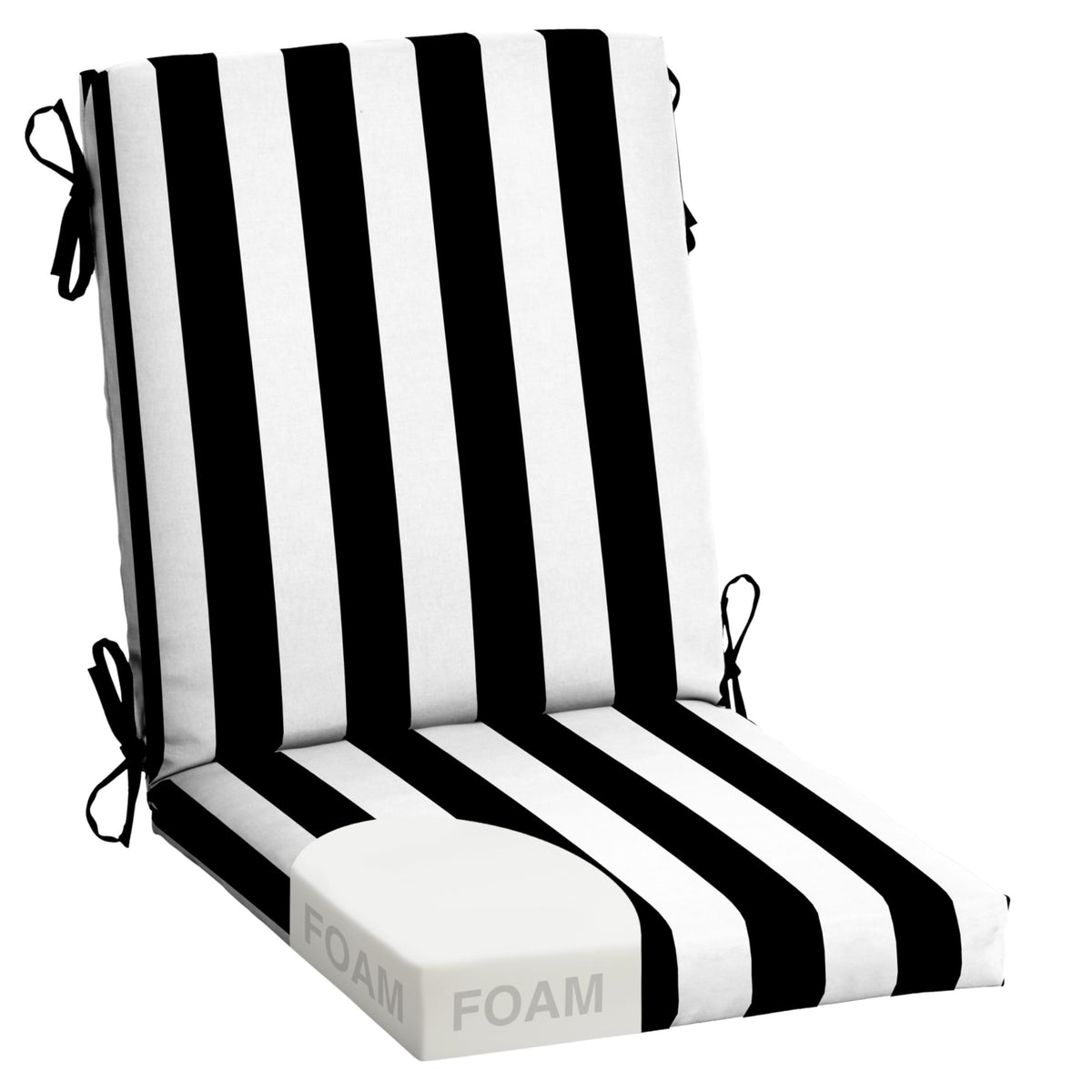 Arden cojín frontal Black Cabana Stripe mostrando diseño y ajuste