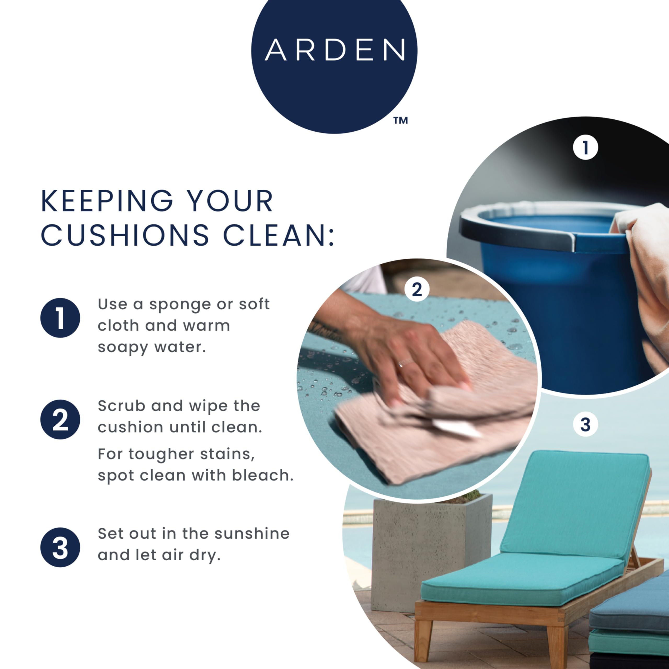Arden Selections cojín en un patio mostrando estilo y durabilidad