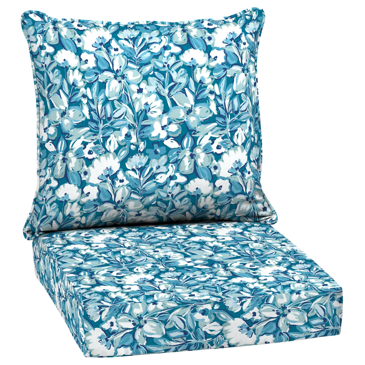 Arden Selections vista frontal del cojín Aqua Blue Fusion Floral, realza exteriores