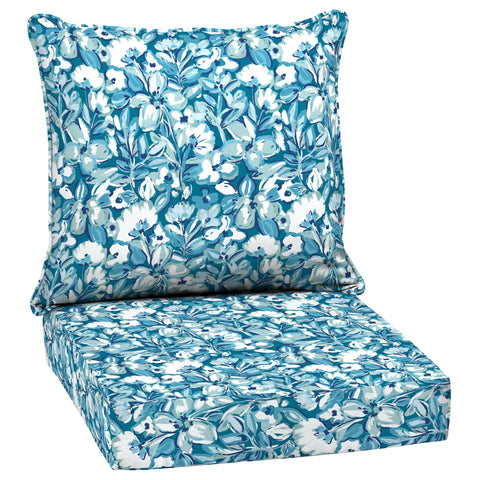 Arden Selections vista frontal del cojín Aqua Blue Fusion Floral, realza exteriores