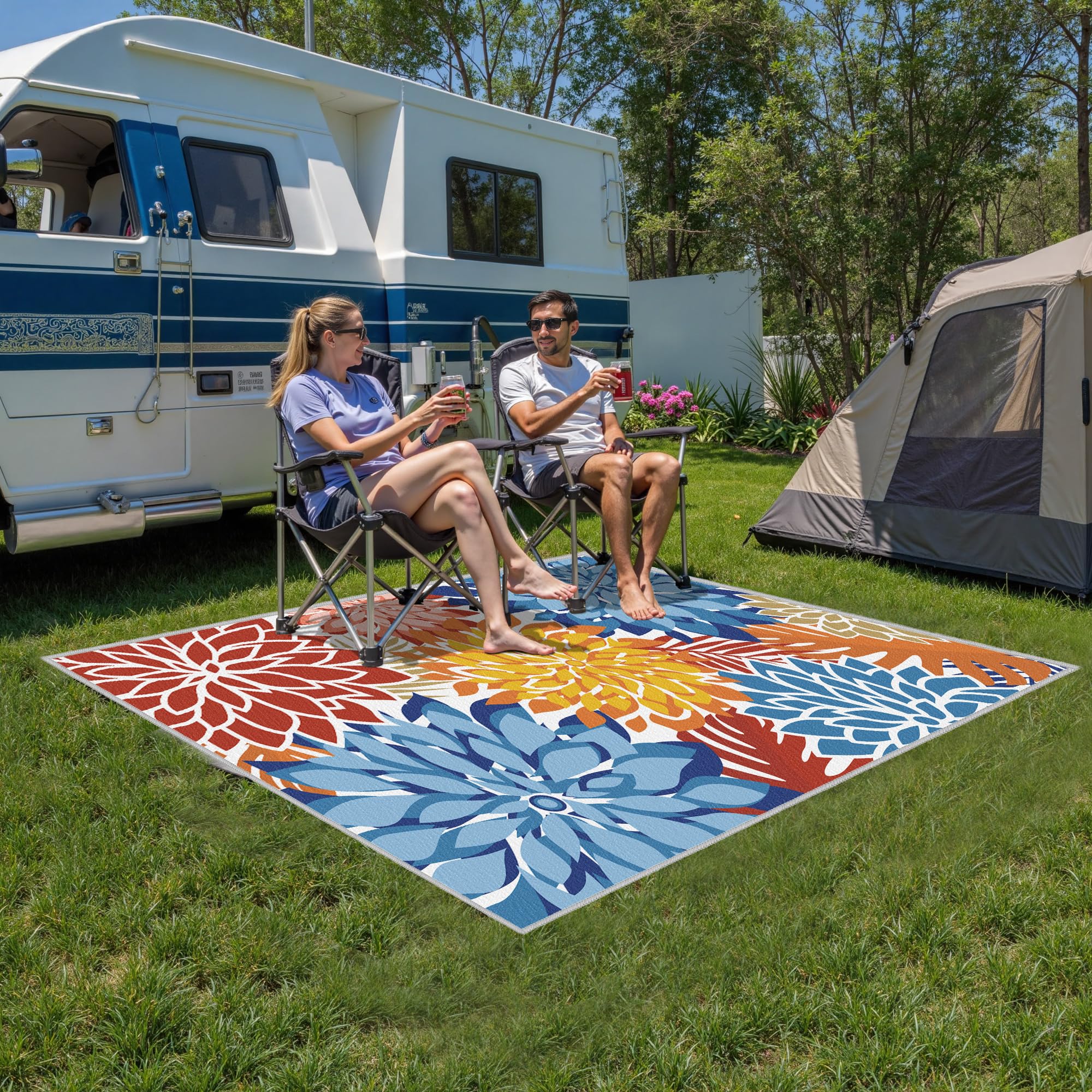 Arenarug alfombra en jardín para picnic mostrando comodidad y estilo