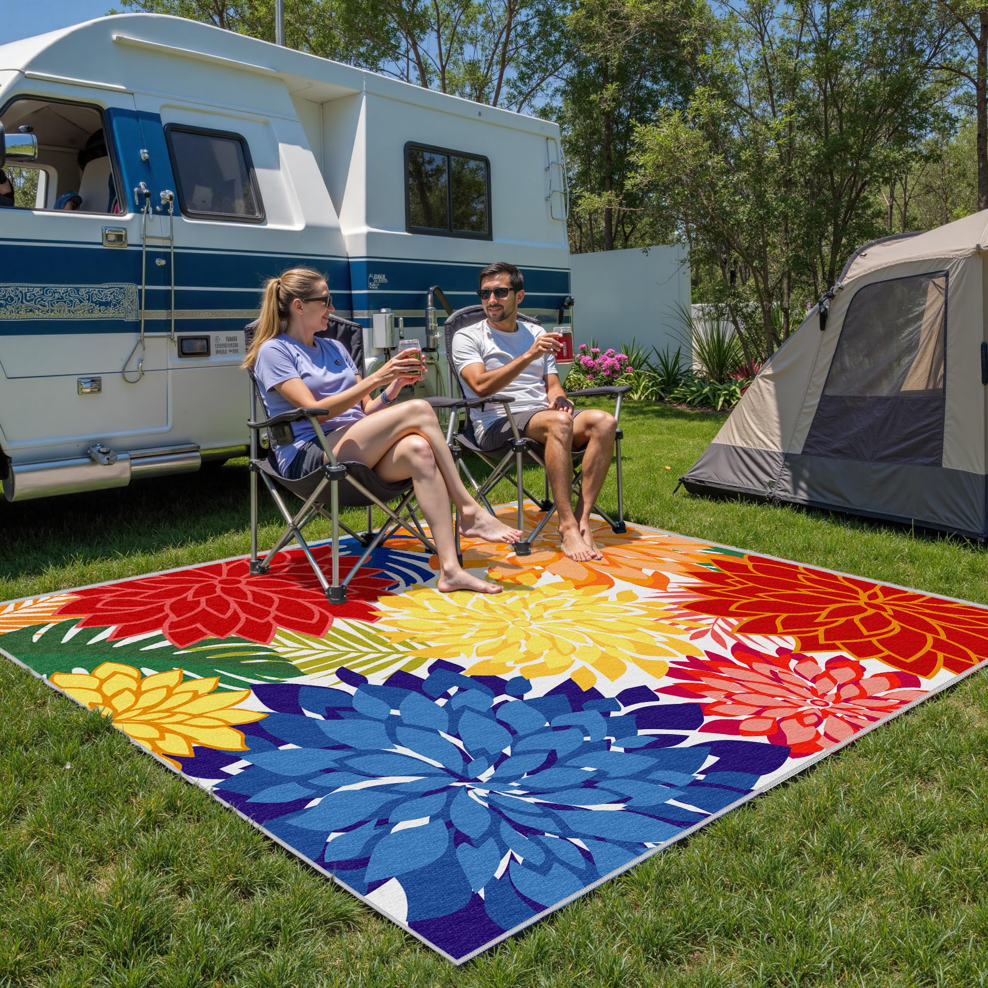 Arenarug primer plano del diseño floral, aporta color y estilo decorativo al espacio