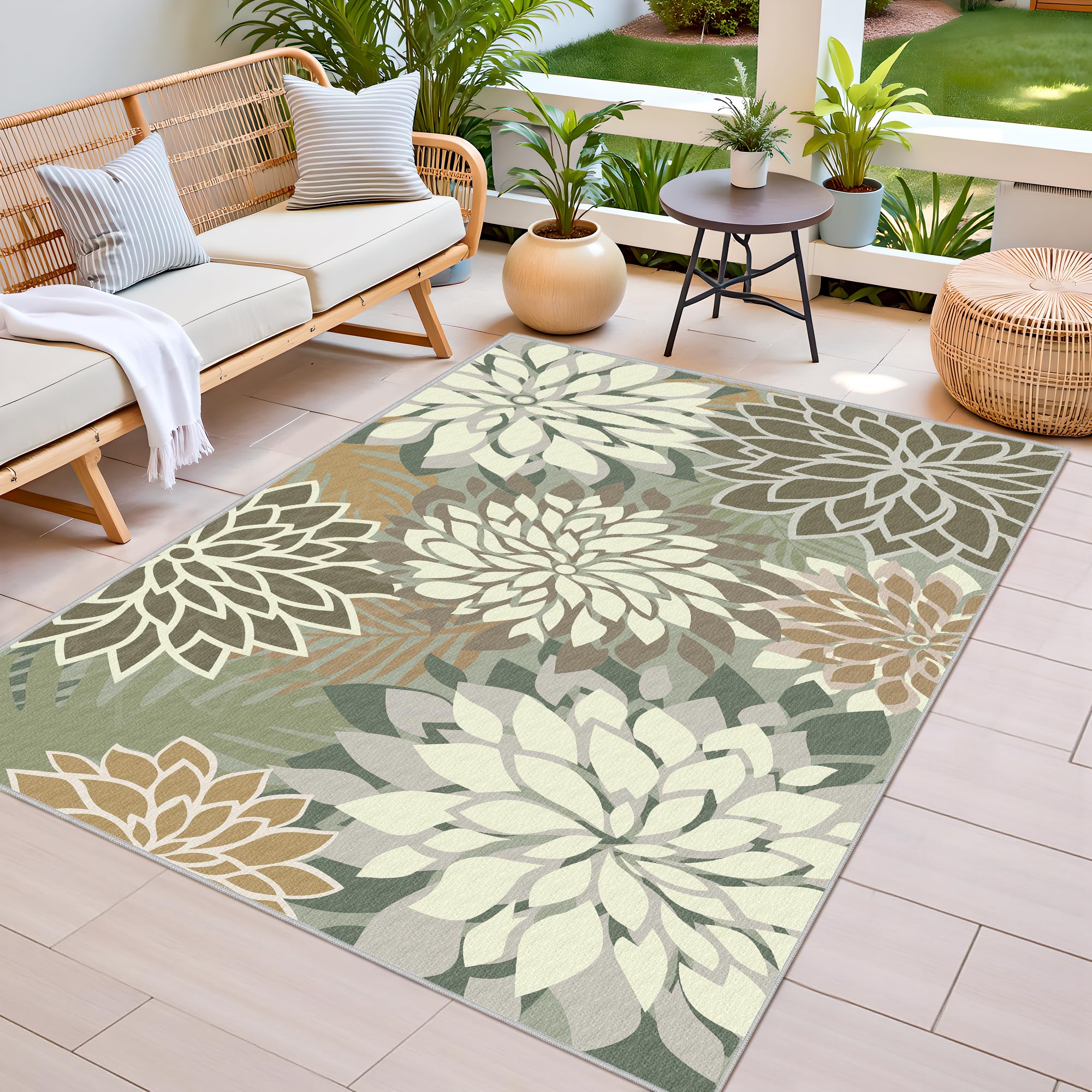 Arenarug primer plano textura y patrón floral ofrece durabilidad